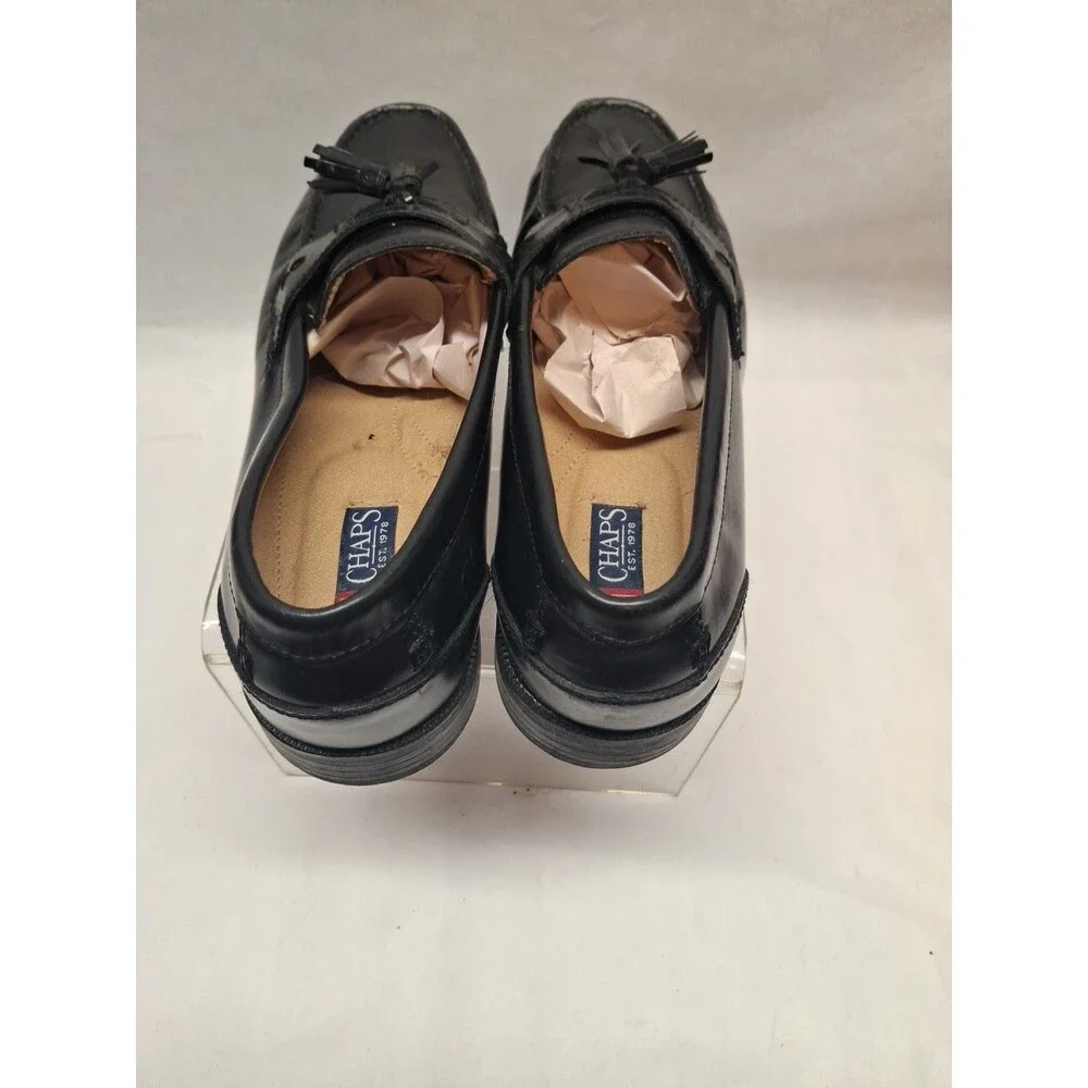 CHAPS Mens Loafer Dress Shoes Black 0968334 Leather Kiltie Tassel Slip On 12M